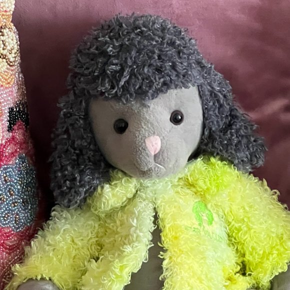 RUSS BERRIE Retired Brigette Gray Poodle Plush Neon Yellow Jacket Deer Valley - Picture 3 of 8